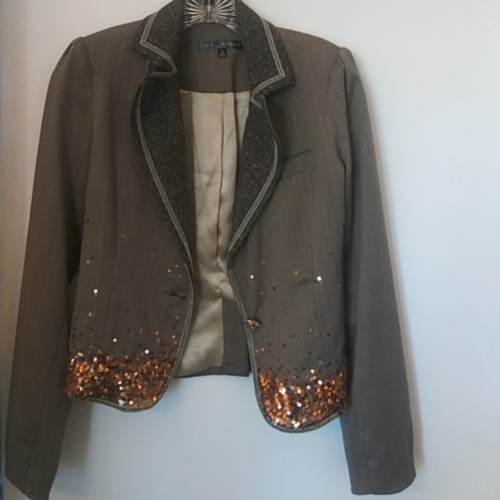 Gray Blazer with Sequin Details